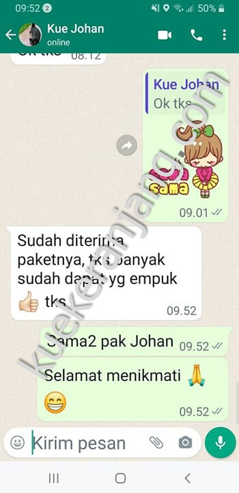 testimoni kue keranjang kue dodol pak Johan