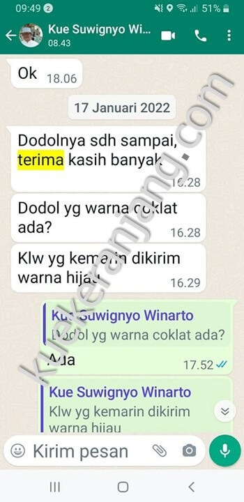 testimoni kue keranjang kue dodol pak Suwignyo